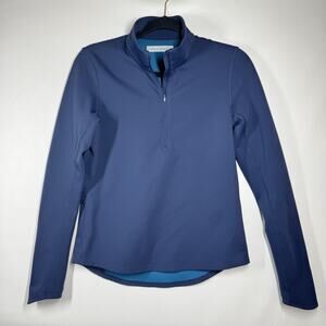 Outdoor Voices 1/4 Zip Womens Small Blue Frost Knit Pullover Jacket Mock Neck